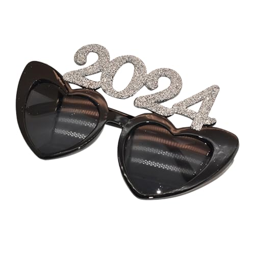 Mzshne 2024 Neujahrsbrille mit Glitzer, 2024, Herzrahmen, Happy New Year Eyewear für Neujahrsparty-Dekorationen von Mzshne