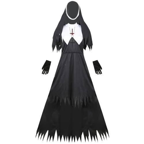 Mzshne Gruseliges Nonnenkostüm für Damen, Übergröße, Halloween, Vampir, Dämonen-Kostüm, Geschenk für Liebhaber, Freundin, Freund von Mzshne