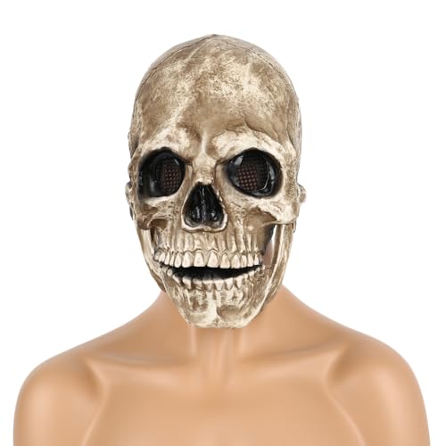 Mzshne Halloween-Totenkopf-Maske, flexibles Material, Horror-Cosplay-Kostüm, Kopfbedeckung, geeignet für Maskerade-Partys von Mzshne