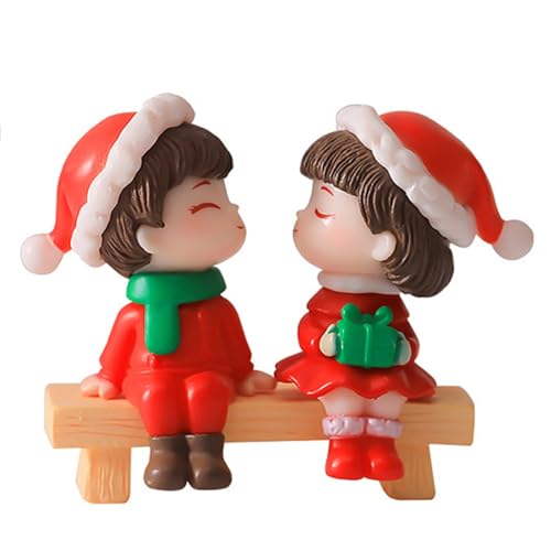 Mzshne Mini Weihnachten Paar Figur Puppe Micro Landschaft DIY Dekoration Zubehör Geeignet für Home Decor Geschenk von Mzshne