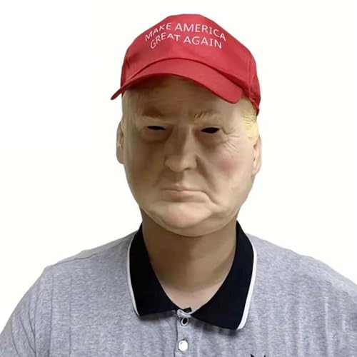 Mzshne Trump Maske Realistische Menschenmaske Vollkopf Realistische Alte Mann Maske für Halloween Kostüm Zubehör von Mzshne