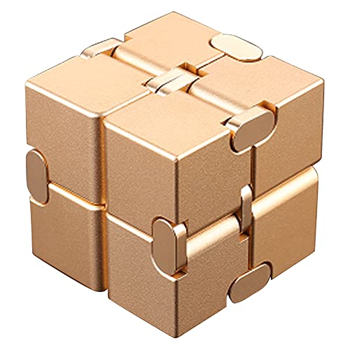 NC Fidget Cube Aluminum Alloy Pocket Finger Cube Folding Relieve Stress and Anxiety Durable and Easy to Carry (Gold) von NC