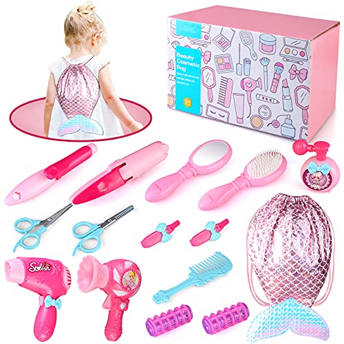 Kinder Schminkset Spielzeug,Friseur-Set für Mädchen mit Kamm Lockenstab Haarklammer und Beauty-Zubehör,Kinder Make-up-Set,Rollenspiel Kosmetisches Spielzeug für Kinder ab 3 Jahren von NC