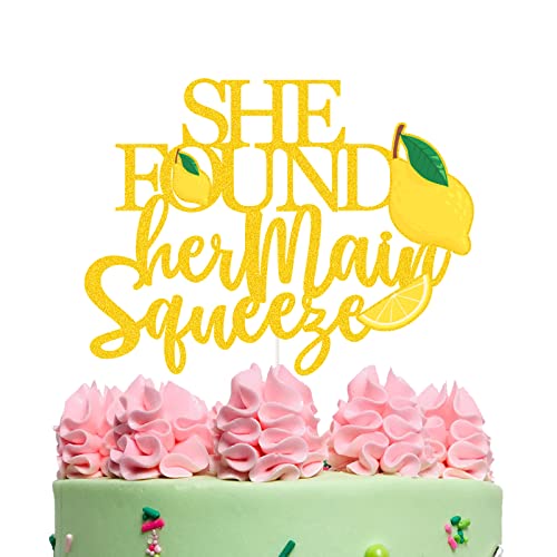 She Found Her Main Squeeze Cake Topper, Lemon Bride Shower Cake Decorations Lemon Smash Cake Picks for Bride Shower, Lemon Wedding, Bachelorette, Engagement Party Supplies von N\W