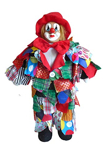 N / A Bunter Lappenclown Hut rot 47 cm Clown Clownfigur Karneval Stoffclown Karnevalsdeko von N / A