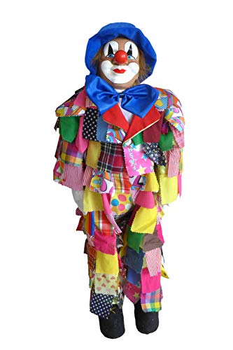 N / A Großer bunter Lappenclown 85 cm Clown Hut blau Karneval Stoffclown Karnevalsdeko von N / A