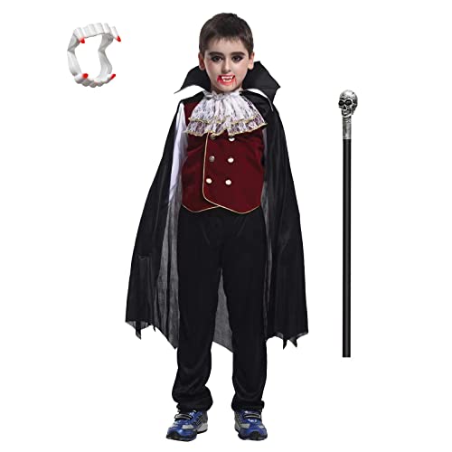 #NA Kostüm Vampir Halloween Jungen Kostüm Vampir Gothic Karneval Abend (Schwarz, 6-9 Jahre) von #NA