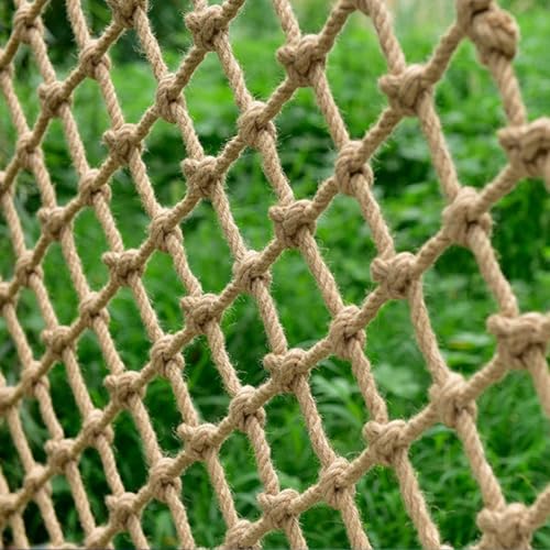 Dekoratives Outdoor-Seilnetz,10mm Dickes Hanfseilnetz,Kletternetz für Baumhäuser,Kindersicherheitsnetz für Treppen und Balkongeländer,Strickleiter-Hängematte für Den Außenbereich(Size:3.5mx9m) von NAIAWAN