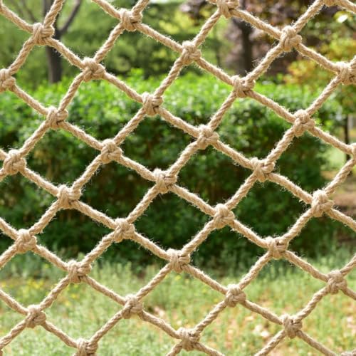 NAIAWAN Seilnetz für Spielplätze, Outdoor-Trainingsnetz für Kinder,12 mm Dickes Hanfseilnetz, Jutenetz Kletternetz für Gartenklettergerüste,Strickleiterzubehör für Baumhäuser(Size:5.5mx3m) von NAIAWAN