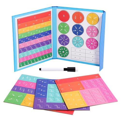 NAIYAN Magnetische Bruchkacheln | Lernpuzzle Für Magnetische Brüche | Manipulative Mathematische Brüche | Grundschulunterricht Mathe, Interaktives Regenbogen Fliesen Set Für Homeschool von NAIYAN