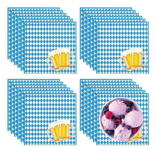 NAIYAN Oktoberfest-Dekorationsset, Oktoberfest-Sammelzubehör | 20-teiliges Oktoberfest-Geschirr-Set für Zusammenkünfte - Designzubehör mit blau-weißer Flagge und Karomuster für 20 Gäste von NAIYAN