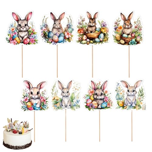 Osterhasen-Cupcake-Topper,Ostern Cupcake-Topper | Häschen-Kuchen- und Cupcake-Topper - Oblaten-Reispapier-Kuchenaufsätze, Dessertaufsätze für Geburtstagsparty-Dekorationen von NAIYAN