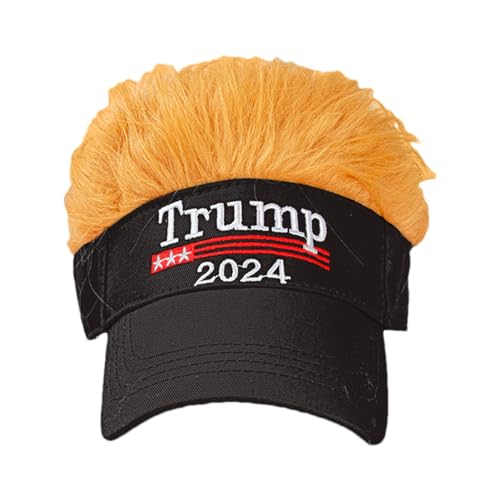 NAIYAN Trump 2024 Hut mit Haaren,Trump Haarhut - Trump macht Amerika wieder großartig - Trump 2024 Hut Make America Perückenhut Erwachsene bestickte Baseballmütze von NAIYAN