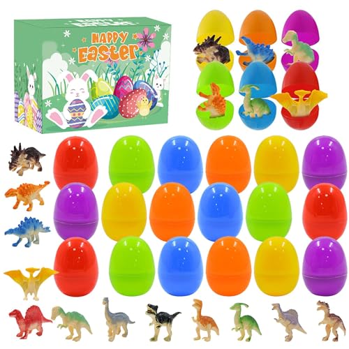 Ostereier Gefüllt Dinosaurier | Vorgefüllte Ostereier Mit Spielzeugen Für Osterkörbchen | Osterei Dinosaurier Eier Spielzeug Mit Dinosauriern Im Inneren | 24 Stück Ostereiersuche Goodie Bag Stuffers von NAIYAN