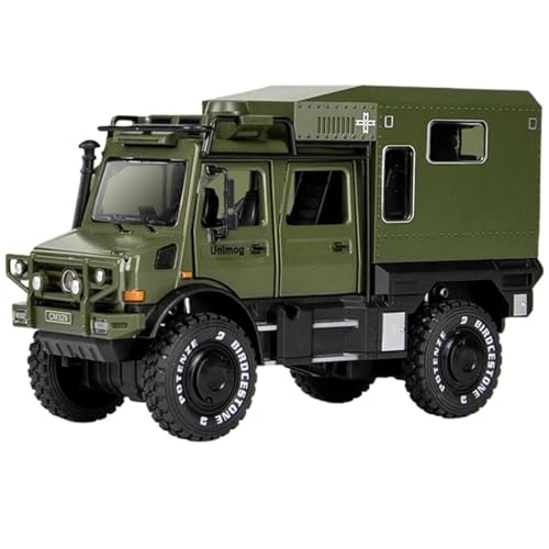 NALora Motorfahrzeuge Replika Auto 1/28 Für UNIMOG U4000 Wohnmobil Auto Modell Gelände Touring Druckguss Fahrzeuge Auto Modell Simulation Originalgetreue Nachbildung (Color : Green) von NALora