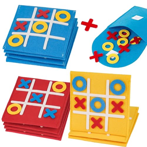 NAMIS 12 Stück Tic Tac Toe Spiel Filz für Kinder Brettspiel Spielzeug Neun Raster Tic Tac Toe Mini Brettspiel Bunt Lernspielzeug für Familie Party Eltern-Kind Interaktives von NAMIS