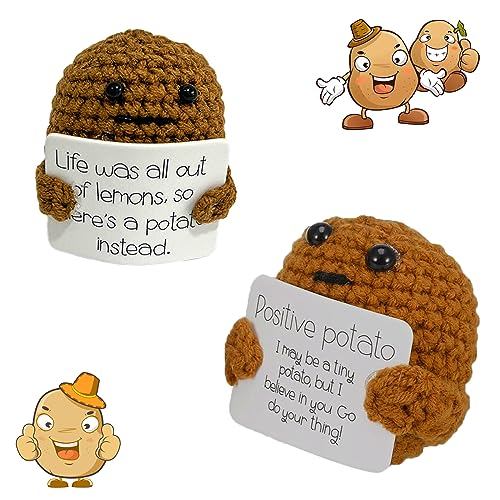 Pocket Hug Potato, Positive Potato 2 stück, Kartoffel Plüschtier, Positive Kartoffeln, Positive Potato Plüsch, Knitting Wool Positive Potato Mini, Motivationsgeschenke for Family, Colleagues, Patient von NAMIS