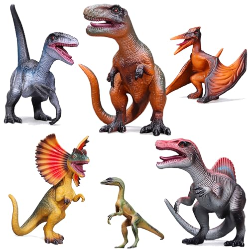 6-teiliges Set mit simulierten Dinosaurierspielzeugen, Kindergeschenken, Tyrannosaurus Rex, Flugsauriern, Velociraptor-Spielzeugen, realistischen Puppenspielzeugen, Jurassic-Dinosaurier-Actionfiguren von NAMIX