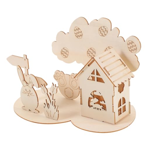 1 Satz 3D-Puzzle-Kaninchen Puzzlematte Ostergeschenk Für Ostern 3D-Puzzle-Dekoration 3D-montagepuzzle Hölzernes DIY-Puzzle Lernpuzzle Holz NAMOARLY von NAMOARLY