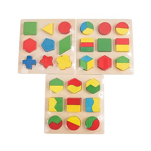 NAMOARLY 1 Satz 3st Lernspielzeug Aus Holz Formerkennungsspielzeug Für Kinder Lernspielzeug Für Kinder Spielzeug Mit Geometrischen Blöcken Geometrischer Passender Baustein Bambus von NAMOARLY