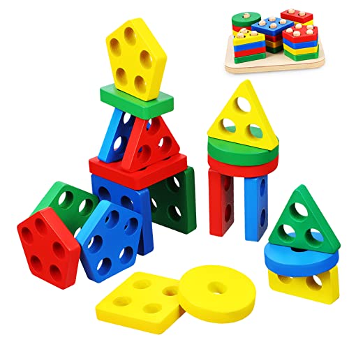 NAMOARLY 1 Satz Blöcke spielsachen für Educational Toys Puzzles aus Holz Bildungsrätsel Sortier- und Stapelrätsel Puzzlespiele aus Holz Holzpuzzles für Kleinkinder hölzern von NAMOARLY