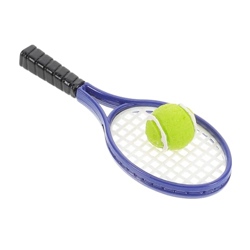 NAMOARLY 1 Satz Mini-Tennisschläger Spielzeug Miniatur-Dinge 1:12 Mini-Tennisball und Schläger Tennisschläger-Dekor Miniartikel Fotografie Requisiten Werkzeug Dekor Tennis Requisiten Harz von NAMOARLY