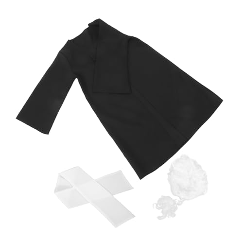 NAMOARLY 1 Satz Richteruniform Für Kostüm Jungs Wissenschaftler Haken Zubehör Party-Richter-perücke Richter-Outfit Richtermantel Für Kleinkinder Kinderperücke Black Polyester von NAMOARLY