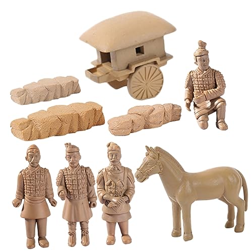 NAMOARLY Terrakotta-Krieger Bastelfiguren 1 Set mit 9 Mini-Spielzeugen Kunststoffdekor realistische Cotta-Krieger-Ornamente Schreibtischdekor von NAMOARLY