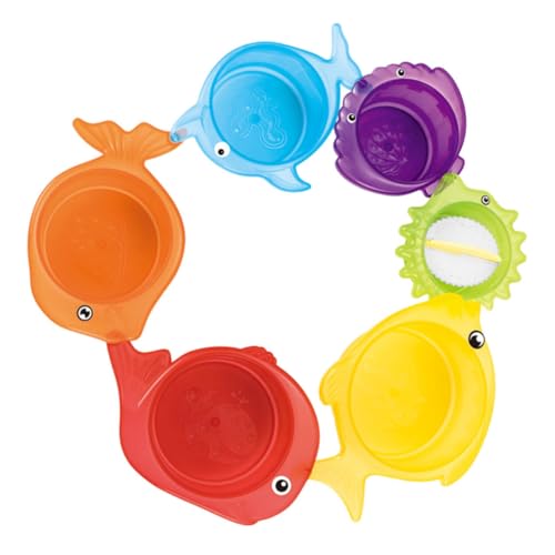 NAMOARLY 1 Set Badewannenspielzeug Cartoon Stapelbecher Transparente Sandspielzeuge Für Strand Und Badewanne Intelligentes Lernspielzeug Für Babys Und Kleinkinder von NAMOARLY