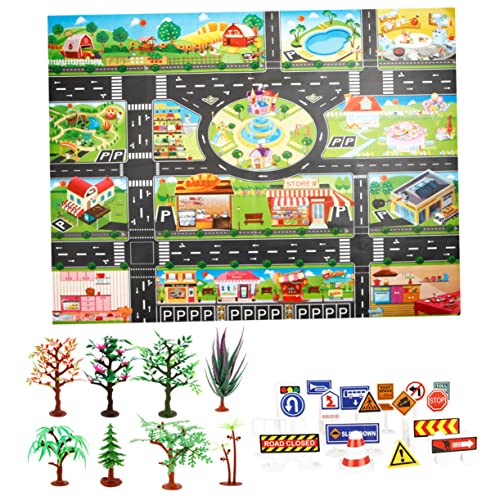 NAMOARLY 1 Satz Kinderspielhaus Spielzeug Babyzeichen Kinder Teppich Spielmatte Bodenkissen Für Kinder Straßenschilder, Spielzeug Auto-embleme Autoflagge Babyspielmatten Wagen Gamepad von NAMOARLY