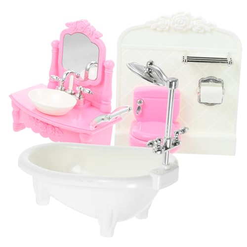 NAMOARLY 1 Set Miniatur Badezimmer Modell Set Waschbecken Toilette Und Badewanne Puppenhaus Zubehör Zufällige Farben Für von NAMOARLY