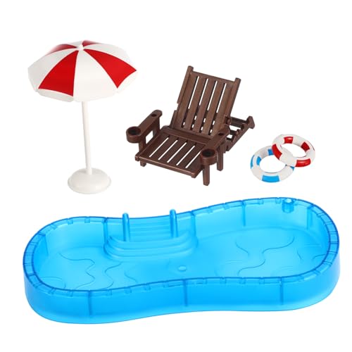 NAMOARLY 1 Set Miniatur Schwimmbad Zubehör Für Puppenhaus Mini Möbelmodell Schwimmring Und Mini Schwimmbecken Ideales Strand Accessoire Für Kreative Spielwelten von NAMOARLY