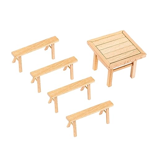 NAMOARLY 1 Set Miniatur Tisch Und Stühle Holzmodell Für Hochstuhl DIY Bausatz Mit Saugnäpfen Für Kreatives Und Basteln Für von NAMOARLY