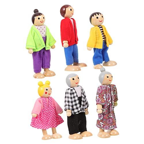 NAMOARLY Puppenstuben Figuren Familie 1 Set Puppenhaus Figuren Familie Bewegliche Miniaturfiguren Für Rollenspiele 6 Teilig Ideal Für Ab 3 Jahren Kreative Spielmöglichkeiten Holzfiguren Familie von NAMOARLY