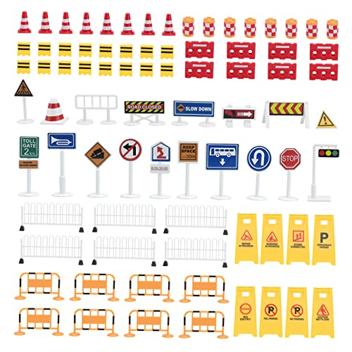 NAMOARLY 1 Set Simulierte Verkehrsbarrikaden Schilder Miniture Jungenspielzeug Poster Plarail Spielzeugauto Leitkegel Spielset Straßenband Barriere Spielzeugauto Fußmatten Für von NAMOARLY