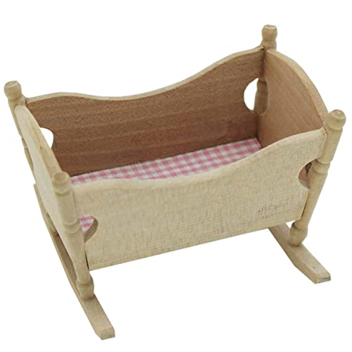 NAMOARLY Miniatur Holzwiege Für Puppenhaus Mini Cradle Modell Aus Echtem Niedliches öbelstück Für Und Puppenhaus Zubehör Ideal Für Kreatives von NAMOARLY