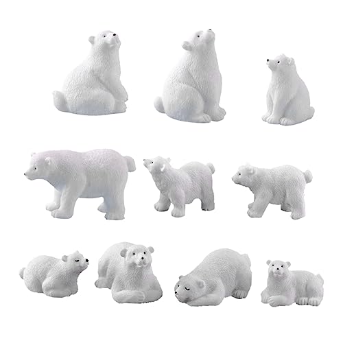 NAMOARLY 10 STK Mikrolandschaftsdekoration Polares Tierspielzeug Eisbär Polare Tierfiguren Polare Actionfigur Bärenornamente Kreative Bärenstatue Bärenmodell Mini-hausbär-zubehör Weiß Harz von NAMOARLY