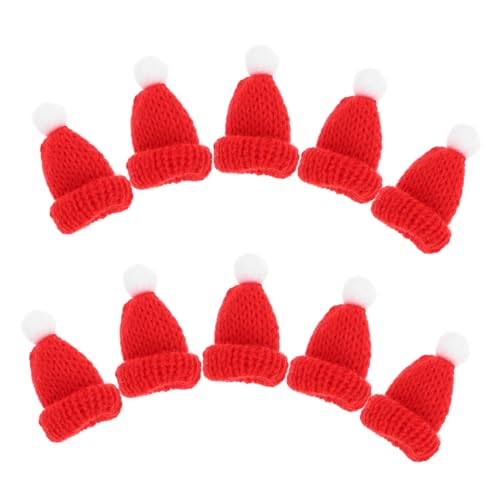 NAMOARLY 10 Stück Gestrickte Weihnachtsmützen Rot Handgemachte Nikolausmützen Für Kopfschmuck Partygeschenke Und DIY Weihnachtsdeko Ideal Für Festliche Anlässe Und Kreative von NAMOARLY