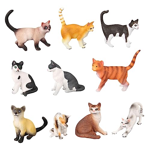 NAMOARLY 10 Stück Katzenspielzeug Set Katzenstatuen Und Tierfiguren Gefälschte Katzendekorationen Für Kinder Und Katzenliebhaber Ideales Für Junge Tierfreunde von NAMOARLY