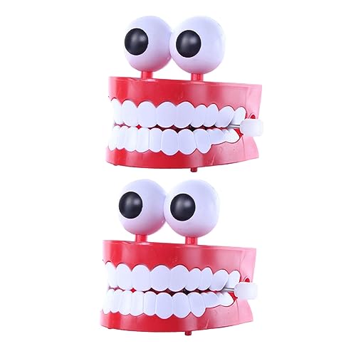 NAMOARLY 2 STK große weiße zähne heeloween Funny Present Funny Toys Neuartiges Aufziehspielzeug lustiges aufziehspielzeug Zappelspielzeug aufziehbares Plastik rot von NAMOARLY