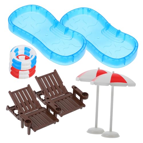 NAMOARLY 2 Sets Mini Schwimmbecken Für Puppenhäuser Miniatur Strandkorb & Modelle Ideal Für Kreative Spielstunden Im Miniatur Strand Für Und Puppen von NAMOARLY