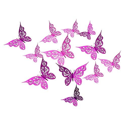 NAMOARLY 24 Stück Schmetterling Wandtattoo Wandtattoo Schmetterlinge 3D-schmetterlingsaufkleber Schmetterlinge Wandaufkleber Dekorative Wandaufkleber Mit Schmetterlingen Papier Rosy von NAMOARLY