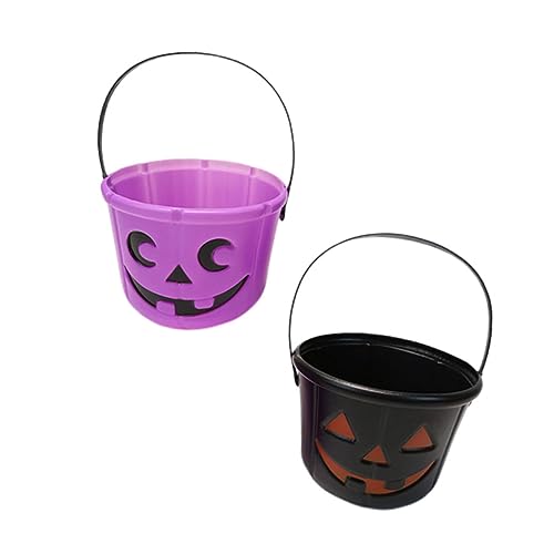 NAMOARLY 2St Kürbis Eimer Partybevorzugungseimer Kürbis-Süßigkeiten-Eimer Halloween Kinder Party Halloween kinderparty Süßigkeiteneimer aus Plastik Süßigkeitenhalter für Kinder Black von NAMOARLY