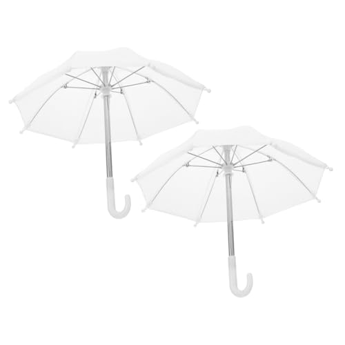 NAMOARLY 2St Mini-Regenschirm Kleiner Regenschirm Miniaturschirm Regenschirm Kinder Regenschirm klein small Umbrella Spielzeug US-Zubehör Mini-Modelle Mini-Hauszubehör Metall Weiß von NAMOARLY