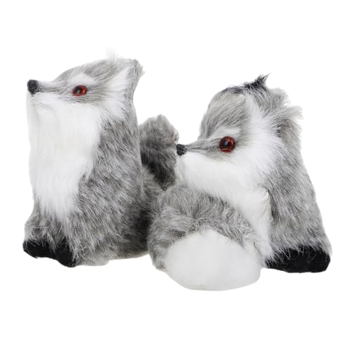 NAMOARLY 2st Kleine Fuchsverzierung Simulationstiere Kuscheltiere Aus Dem Wald Fuchsplüsch Fuchs-Ornament Plüschtier Fuchs Simulation Plüschtiere Waldtierfiguren Fuchs-Statue Kunstfell Grey von NAMOARLY