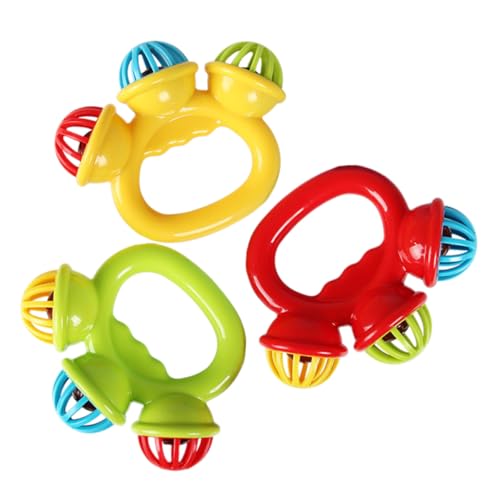 NAMOARLY Greifspielzeug Baby 3er Set Hand Tambourin Für Kleinkinder Bunte Mit Mini Glocken Für Babys Zur Der Sensorischen Entwicklung Und Musikalischen Frühförderung Kinderwagen Baby von NAMOARLY