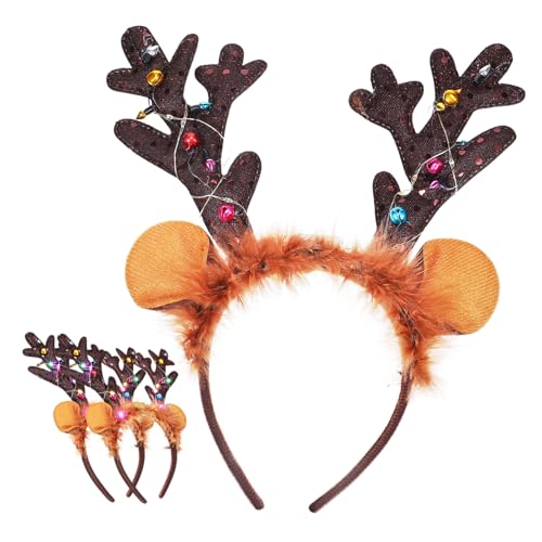 NAMOARLY 3St Hirschgeweih Stirnband Stirnband 3tlg Spa-Stirnband weihnachtsgeweih stirnband christmas haarreif christmas headband Halloween-Maske Stirnband aus Horn Weihnachtsstirnbänder von NAMOARLY