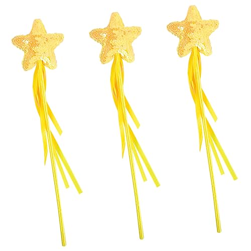 NAMOARLY 3St Zauberstab heeloween Fairy Wand Toy grennstick plastikenten Spielzeug Zauberstäbe Spielzeug für Kinder und Mädchen adukt Feenhaftes Spielzeug dekorative Hexenstäbe Stoff Yellow von NAMOARLY