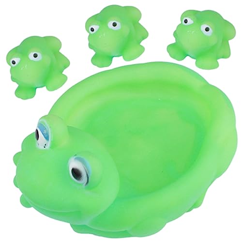 NAMOARLY 4 Stück Badespielzeug Kinderspielzeug Duschspielzeug Spielzeugfeind Zeichentricktiere Poolspielzeug Für Babys Kinderbadspielzeug Green Vinyl von NAMOARLY