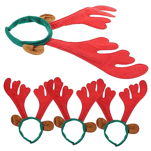 NAMOARLY 4 Stück Weihnachtsgeweih Stirnband Hirschgeweih Haarband Weihnachtskopf weihnachts kopfschmuck weihnachten kopfschmuck Weihnachtsbedarf Kostüm Stirnbänder Kunststoff rot von NAMOARLY